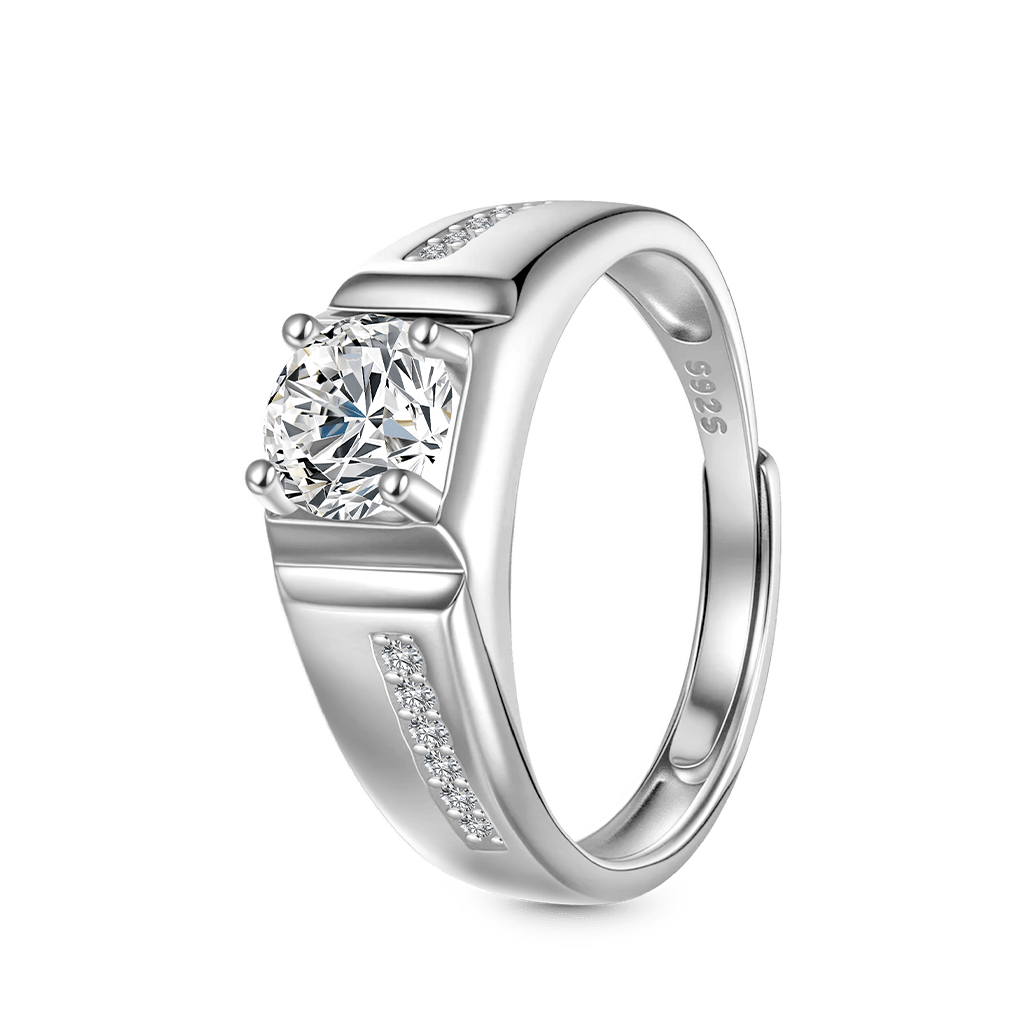 Gnoce Moissanite Men Wedding Ring Platinum-plated Silver Blend_2