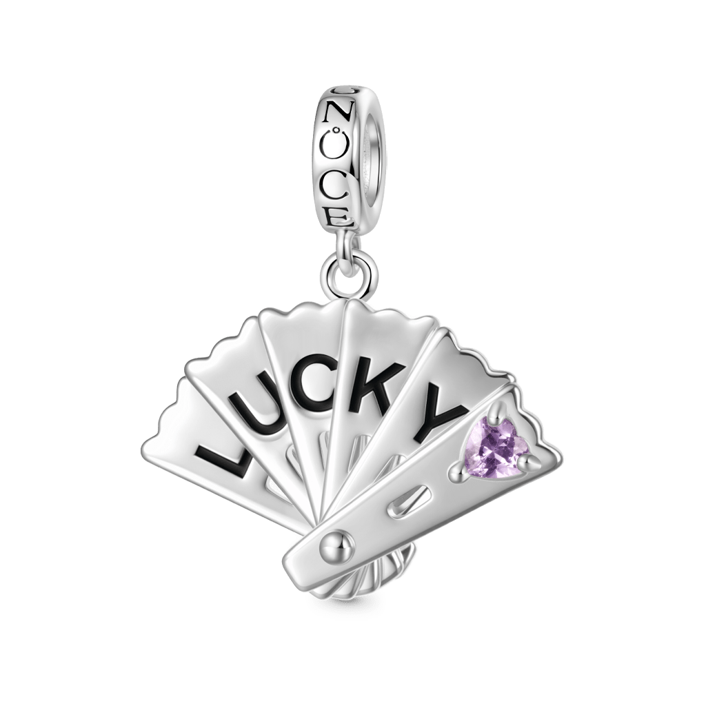 Gnoce LUCKY Openable Exquisite Fan Inlaid with Gemstone Pendant Dangle Charm_2