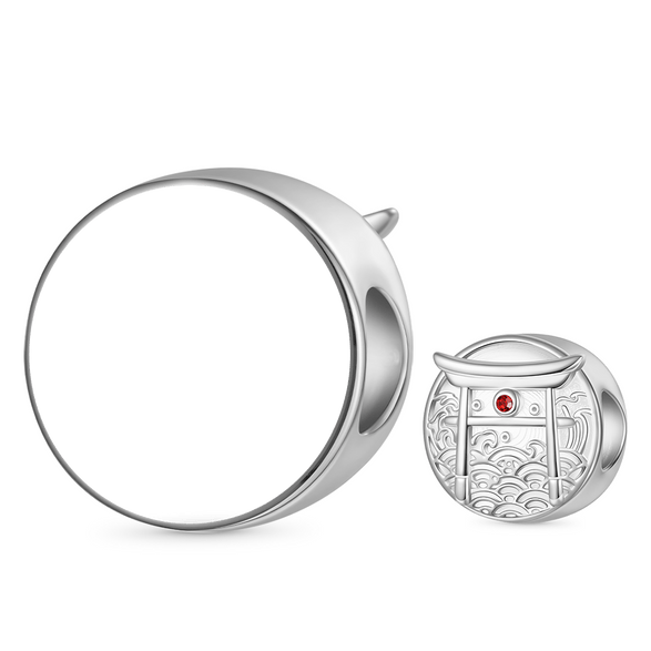 Gnoce Japanese Element Torii Engravable Charm Platinum-plated Silver Blend