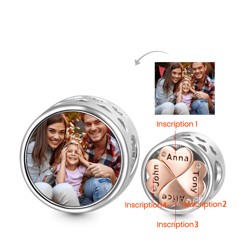 Gnoce Lucky Clover Family Love Engravable Photo Charm_4