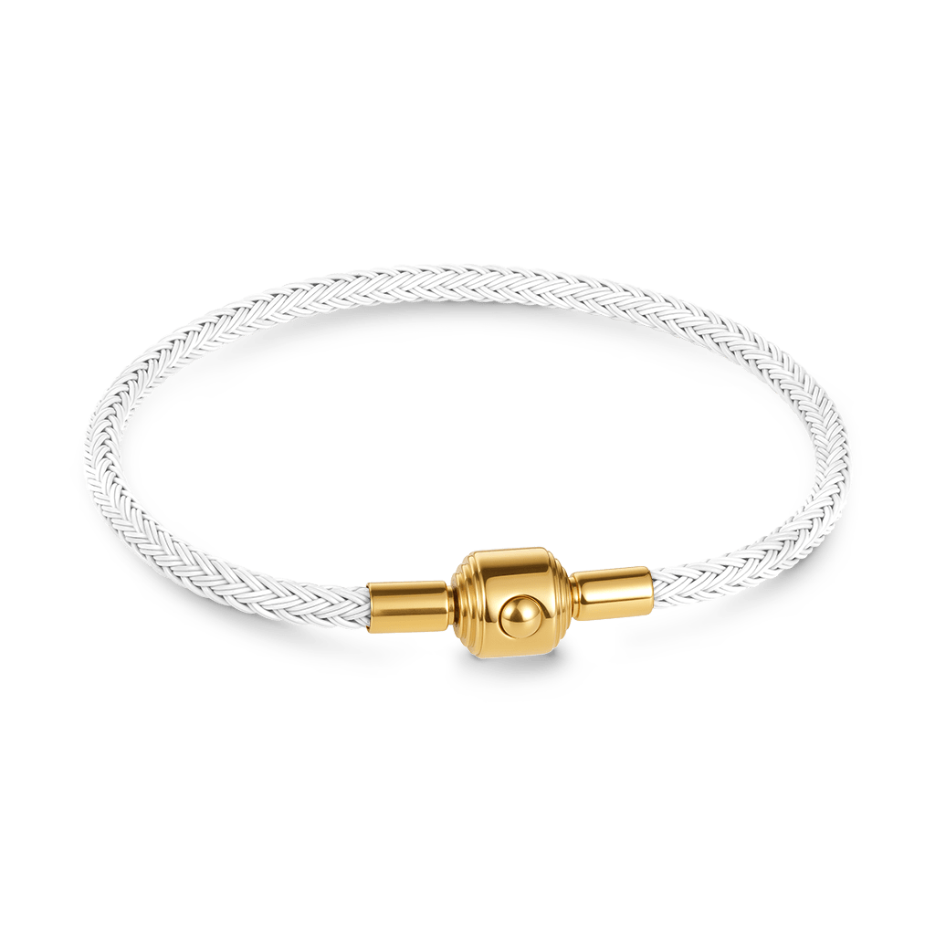 Gnoce White Cylindrical Snap Basic Bracelet with 2 Pieces of Stoppers_1