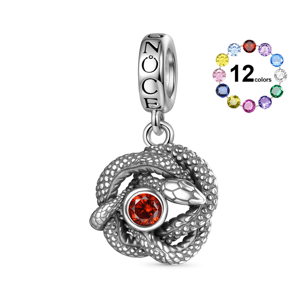 Gnoce Retro Snake Birthstone Pendant Dangle Charm_1