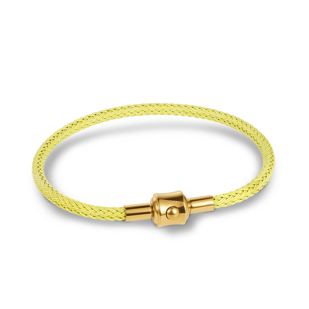 Gnoce Yellow Cylindrical Snap Basic Bracelet with 2 Pieces of Stoppers_1