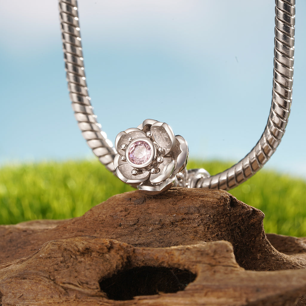 Gnoce Openable Blooming Cherry Blossom Pendant Dangle Charm_4