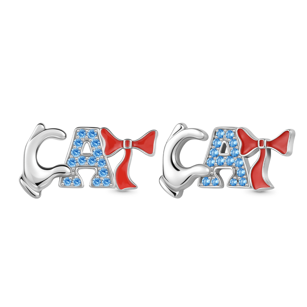 Gnoce The Cat in the Hat CAT Letter Stud Earrings_1