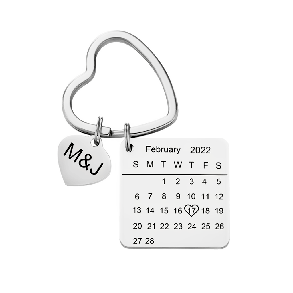 Gnoce Custom Engraved Calendar Heart Keychain_1