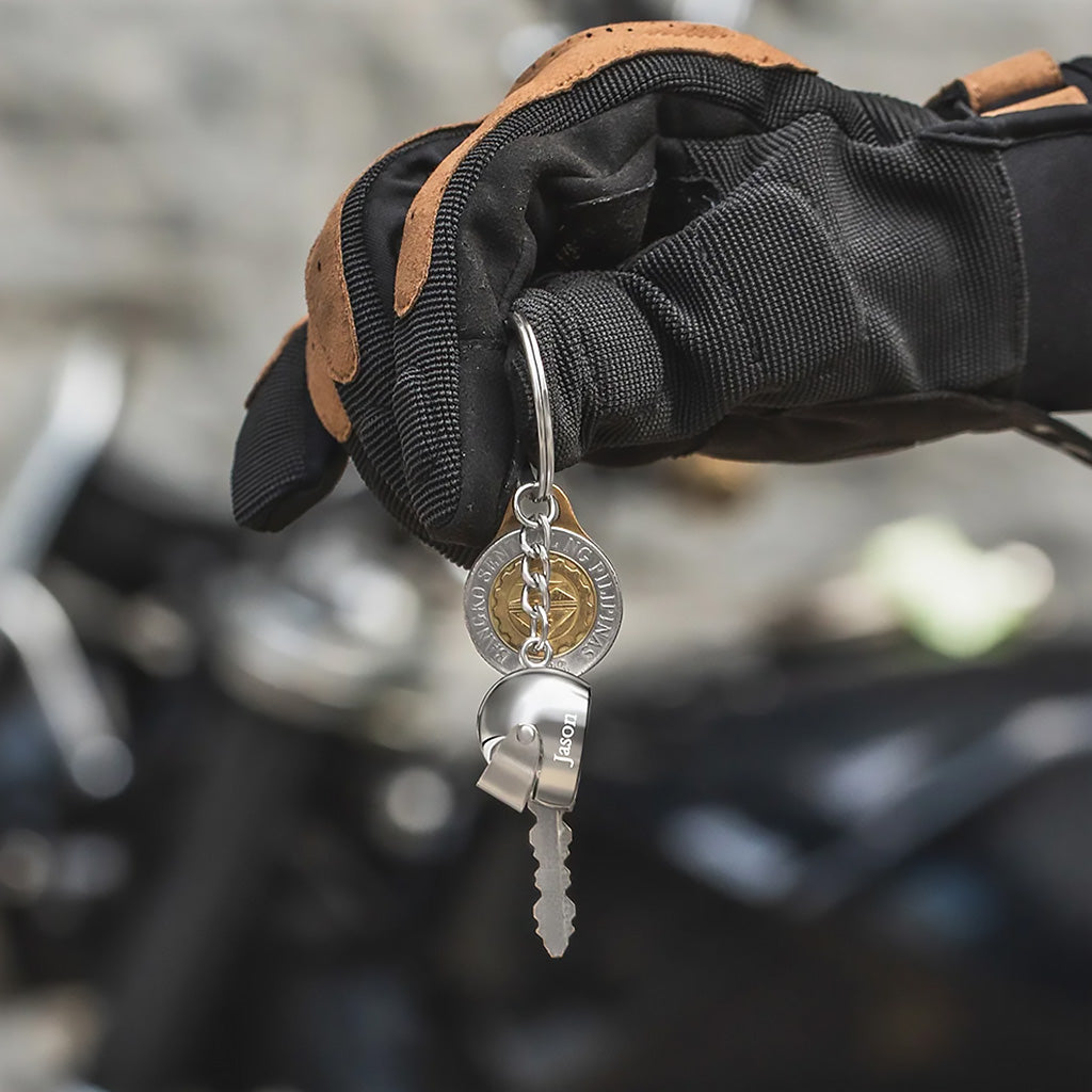 Gnoce Personalized Engravable Motorcycle Helmet Keychain_4