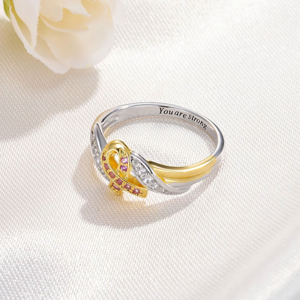 Gnoce Personalized Breast Cancer Awareness Ribbon Ring_3