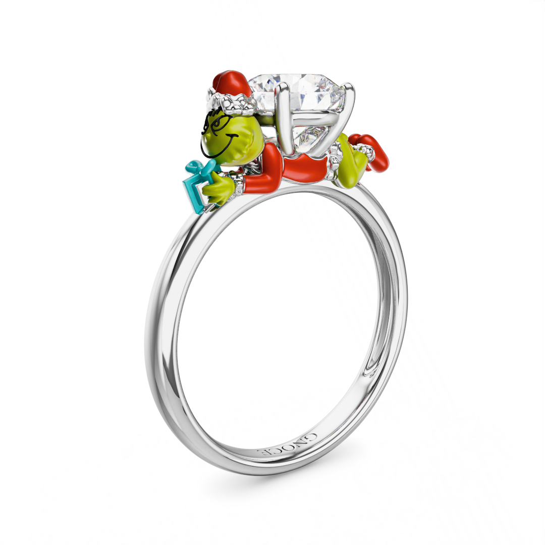 Gnoce Grinch Hug Gift White Moissanite Ring_1