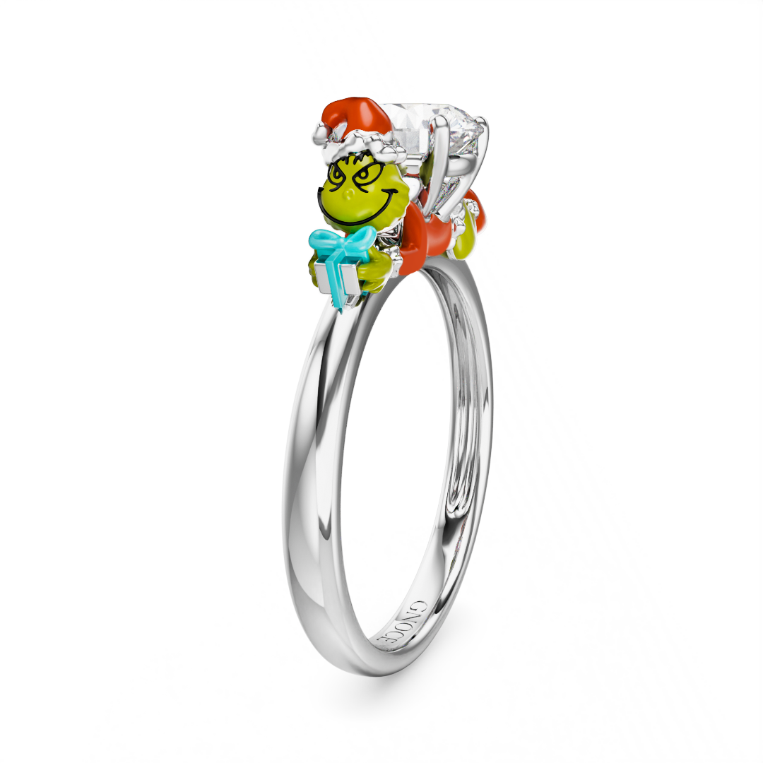 Gnoce Grinch Hug Gift White Moissanite Ring_4