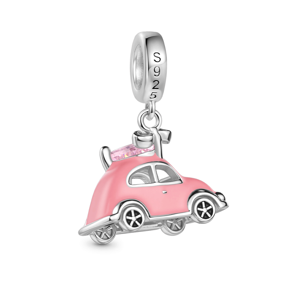 Gnoce Valentine's Day Pink Car Heart Pendant Dangle Charm_5
