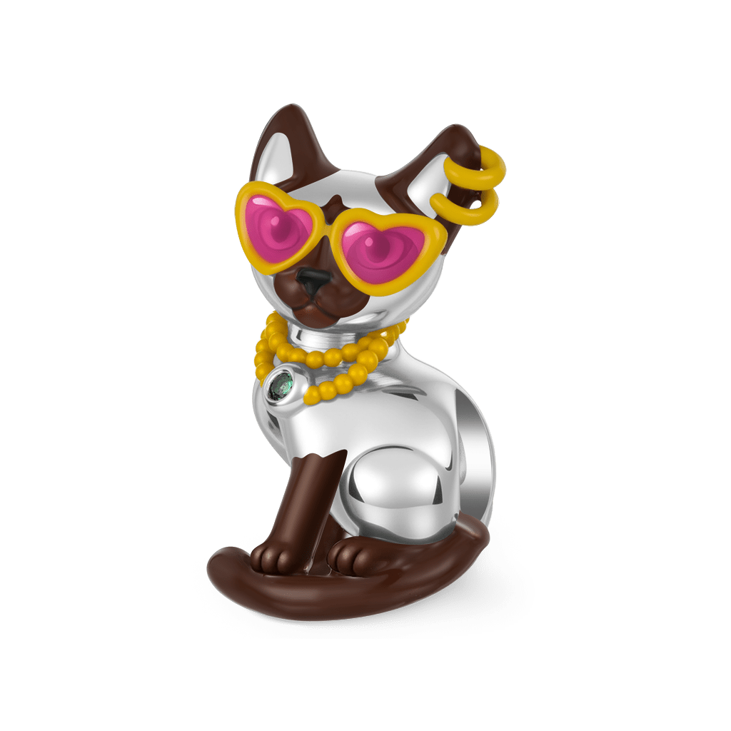 Gnoce Fashionable Siamese Cat Pendant Dangle Charm_1