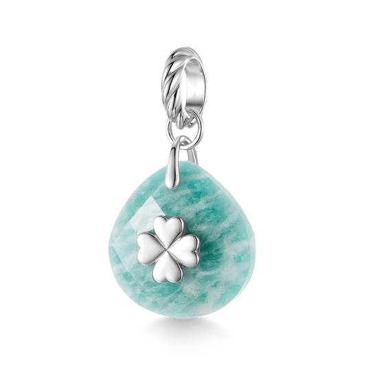 Gnoce Lucky Four-leaf Clover Amazonite Pendant Dangle Charm_1
