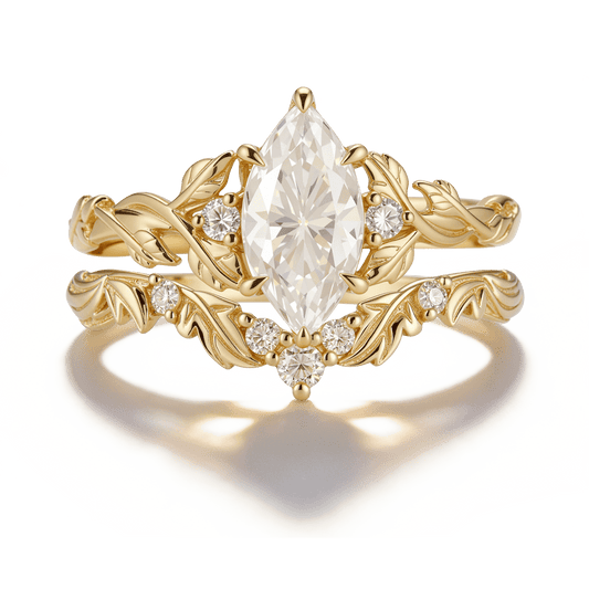 Gnoce Vine Leaf Marquise-Cut Moissanite Ring_1