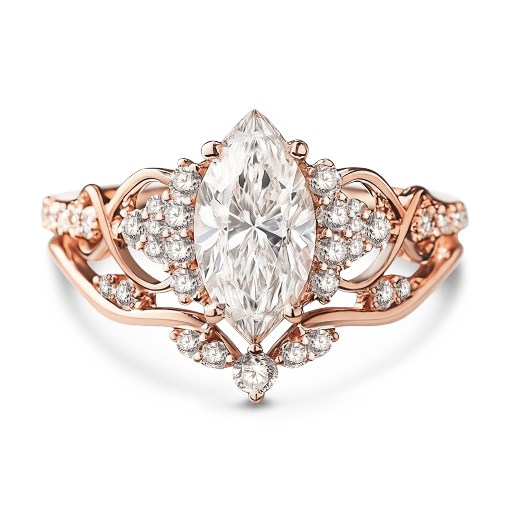 Gnoce Vintage Filigree Marquise-Cut Moissanite Ring_1