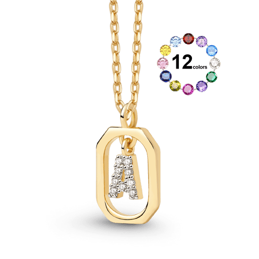Gnoce Floating Initial Frame Pendant Necklace_1