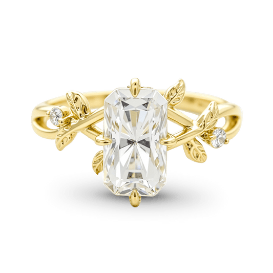 Gnoce Nature-Inspired Leaf & Vine Radiant-cut  Engagement Ring_1