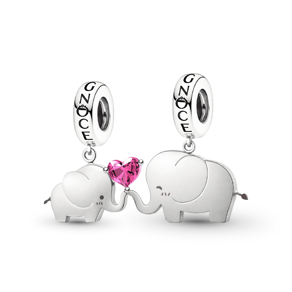 Gnoce Mother's Day Elephant Mother & Child Engravable Pendant Dangle Charm_1