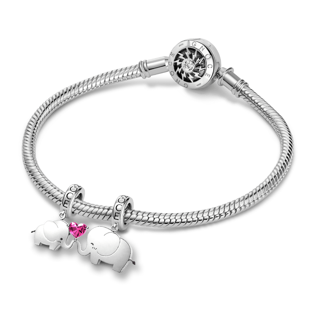 Gnoce Mother's Day Elephant Mother & Child Engravable Pendant Dangle Charm_3