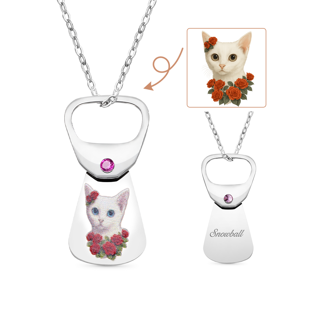 Gnoce Custom Pet Photo Necklace Cans Pendant Gift for Pet Lover_2