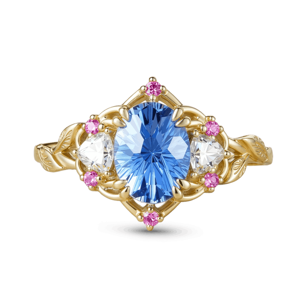 Gnoce Nature-Inspired Leaf & Floral Oval-Cut Engagement Ring_1