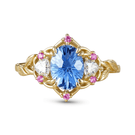 Gnoce Nature-Inspired Leaf & Floral Oval-Cut Engagement Ring_1