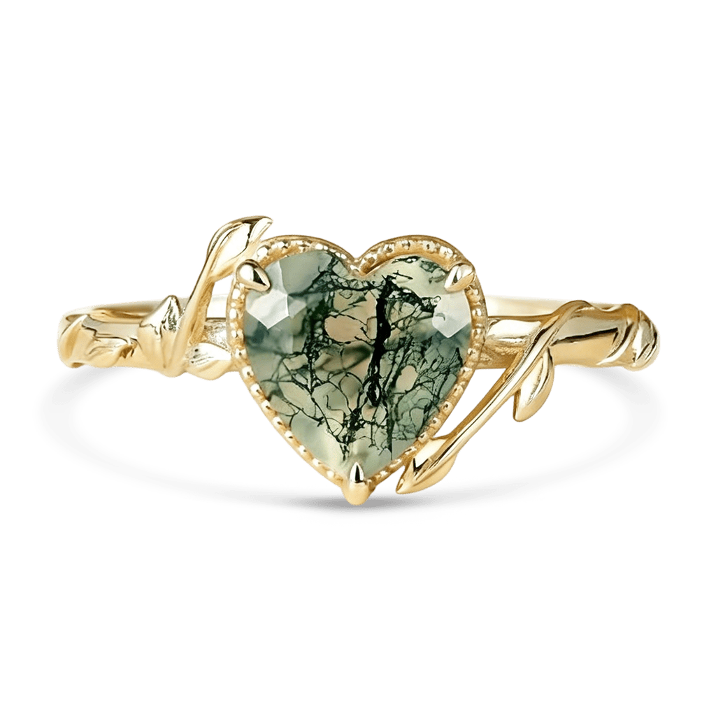 Gnoce Moss Agate Heart-cut Promise Ring_1