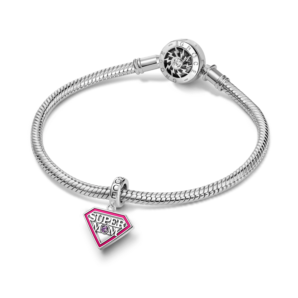 Gnoce Super Mom Engravable Birthstone Pendant Dangle Charm_3