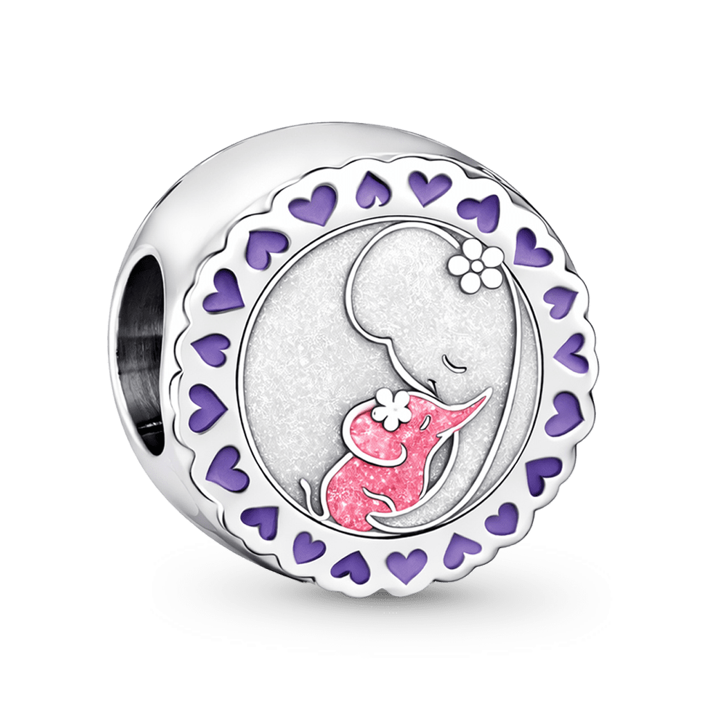 Gnoce Mother's Day Big & Small Elephant Personalized Photo Charm_3