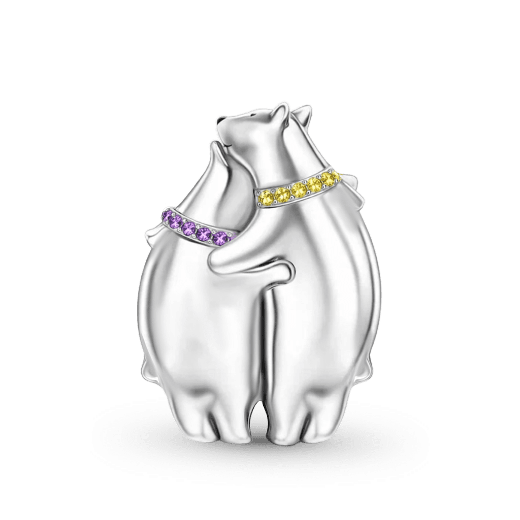 Gnoce Mother's Day Polar Bear Mom Hugging Baby Charm_5