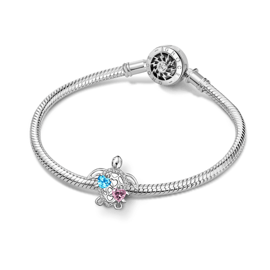 Gnoce Mother's Day Sea Turtle Mother & Baby Engravable Birthstone Charm_3
