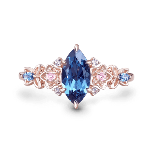Gnoce Nature Inspired Marquise Cut Floral Butterfly Ring_1