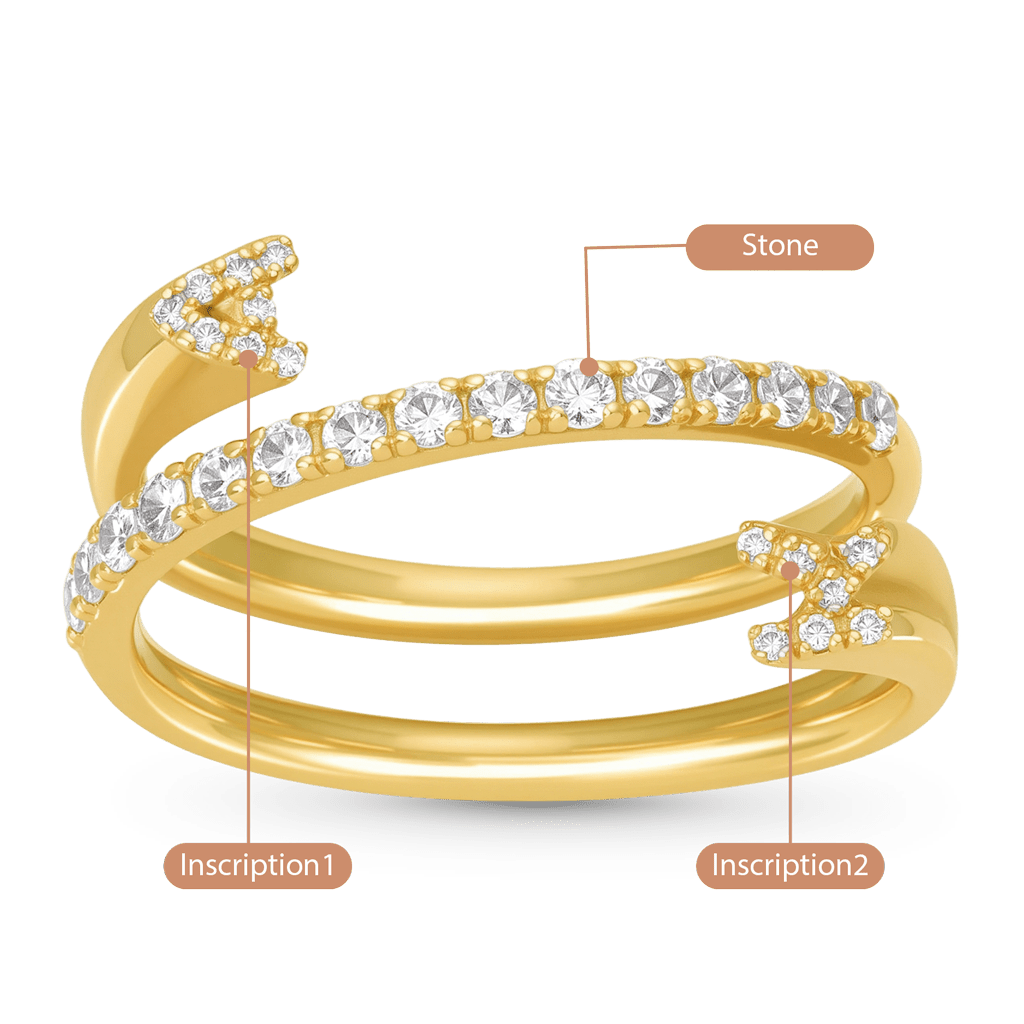 Gnoce Personalized Cuff 3 Row Nesting Ring with Engraving_3