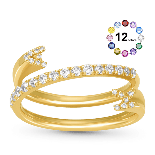 Gnoce Personalized Cuff 3 Row Nesting Ring with Engraving_1