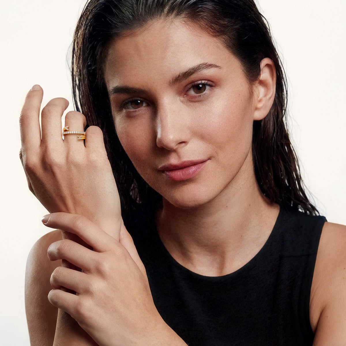 Gnoce Personalized Cuff 3 Row Nesting Ring with Engraving_6