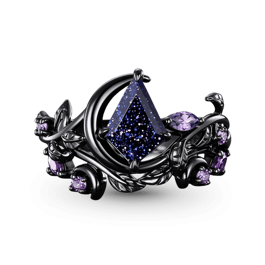 Gnoce Gothic Crescent Moon Engagement Ring Set_1
