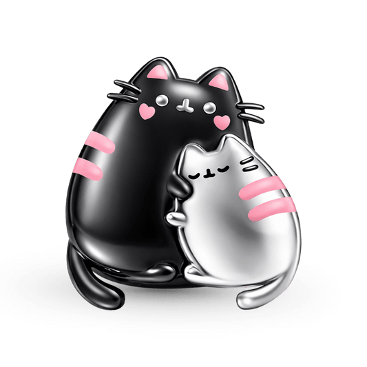 Gnoce Cat Mother & Baby Hug Charm Platinum-plated Silver Blend_1
