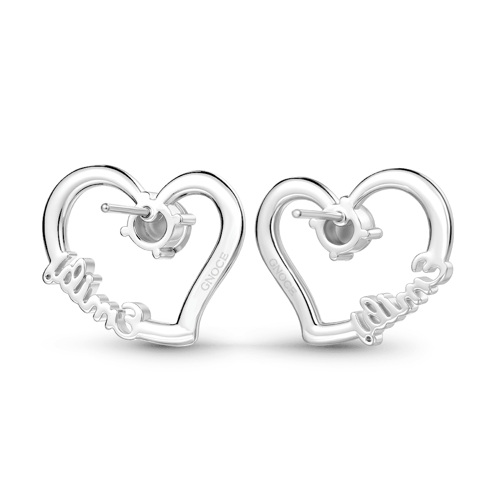 Gnoce Personalized Heart Name Earrings with Custom Birthstone_4