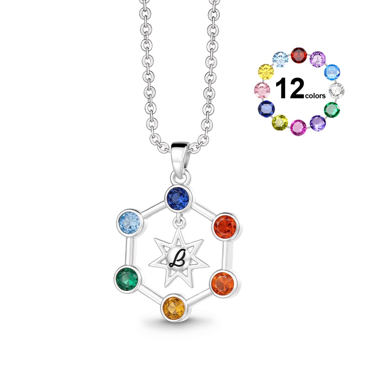 Gnoce Custom Hexagram Birthstone Necklace_1