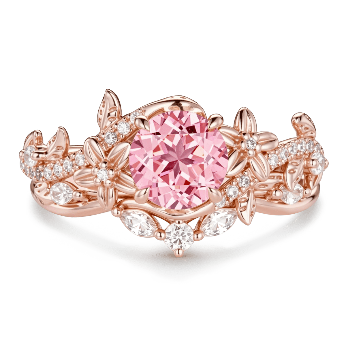 Gnoce Nature-Inspired Flower & Vine Engagement Ring Set_1