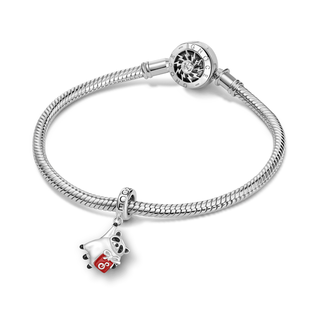 Gnoce Panda Holding A Gift Box Pendant Dangle Charm_3