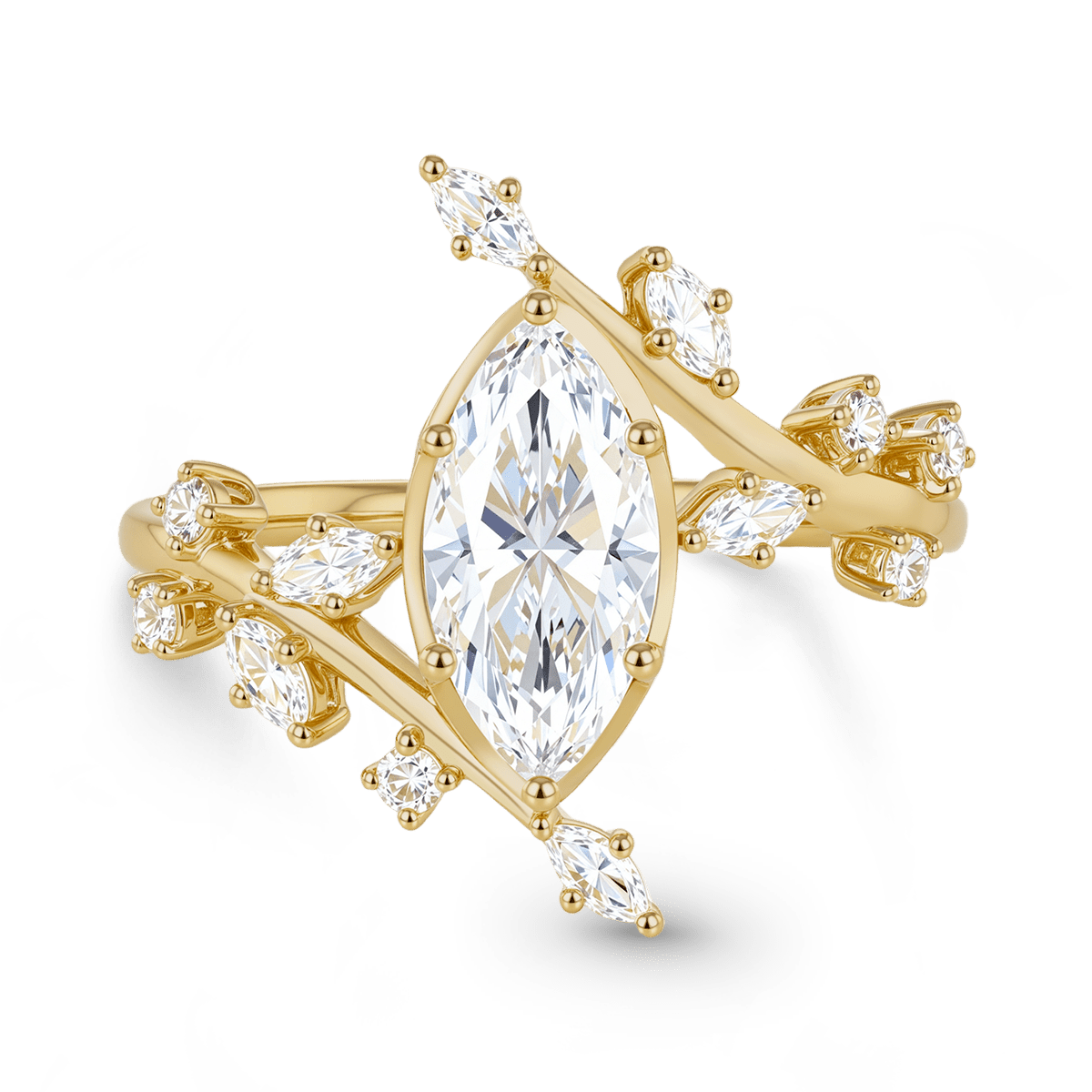 Gnoce Nature-Inspired Vine Marquise-Cut Engagement Ring_1