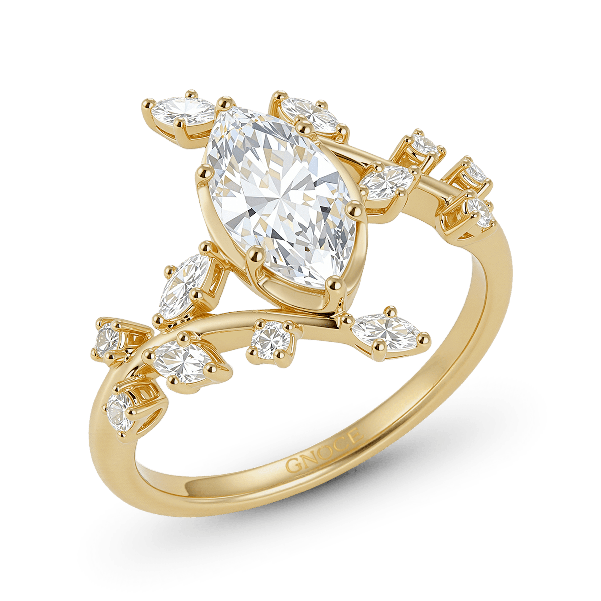 Gnoce Nature-Inspired Vine Marquise-Cut Engagement Ring_4