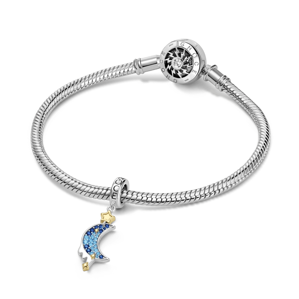 Gnoce Moon & Star Charm Platinum-plated Silver Blend_3