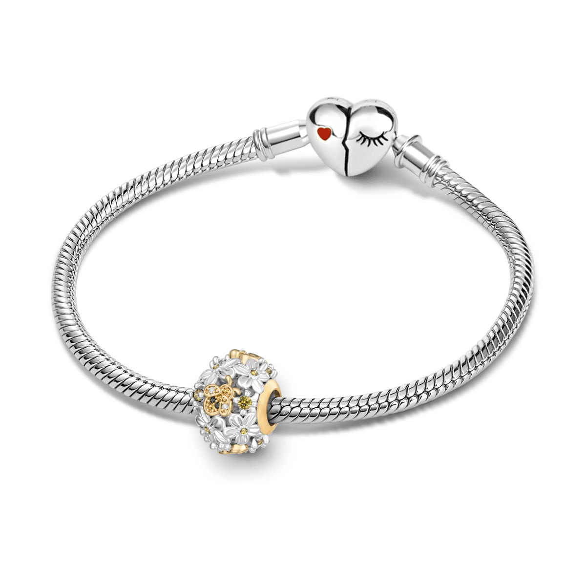 Gnoce Bee Flower Charm Platinum-plated Silver Blend_3