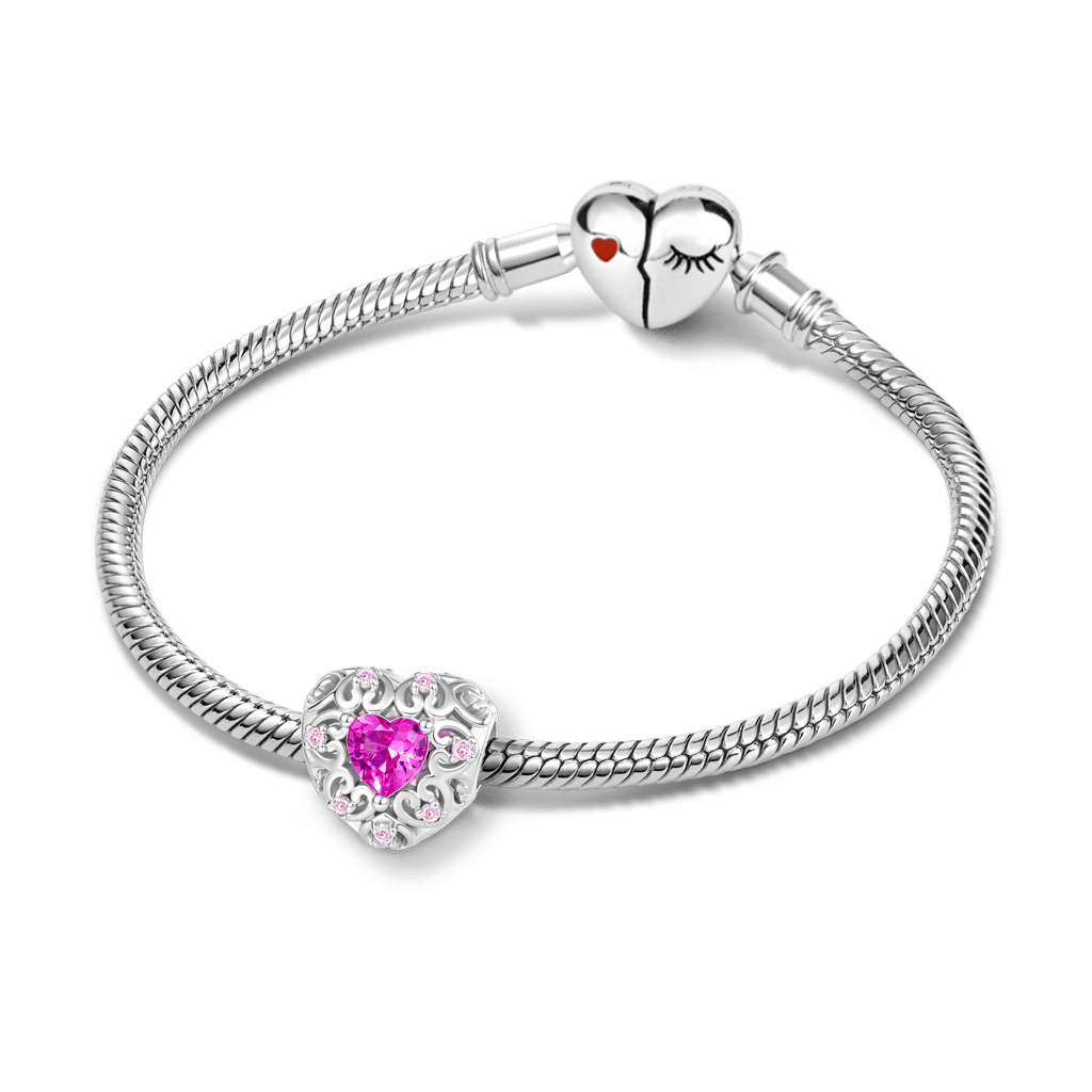 Gnoce Hollow Love Heart Charm Platinum-plated Silver Blend_3