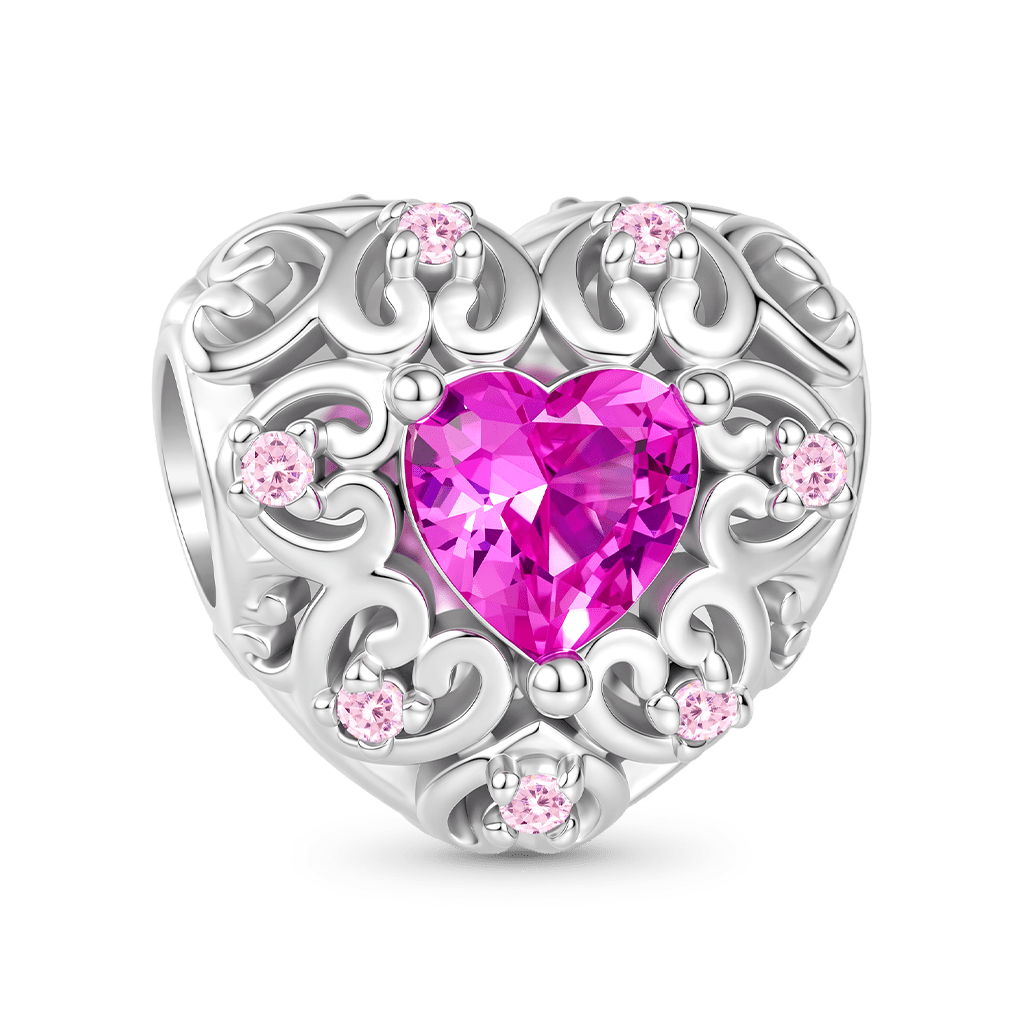 Gnoce Hollow Love Heart Charm Platinum-plated Silver Blend_1