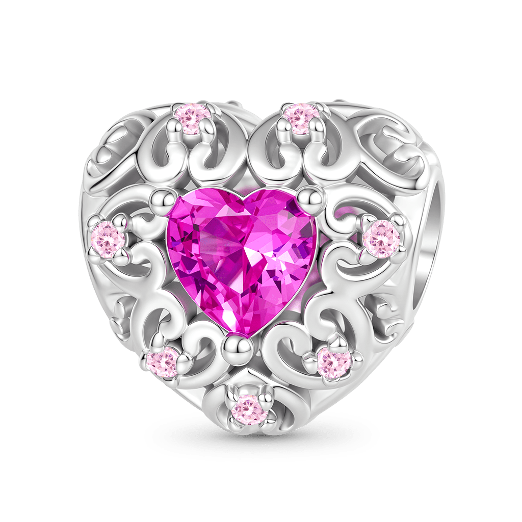 Gnoce Hollow Love Heart Charm Platinum-plated Silver Blend_5