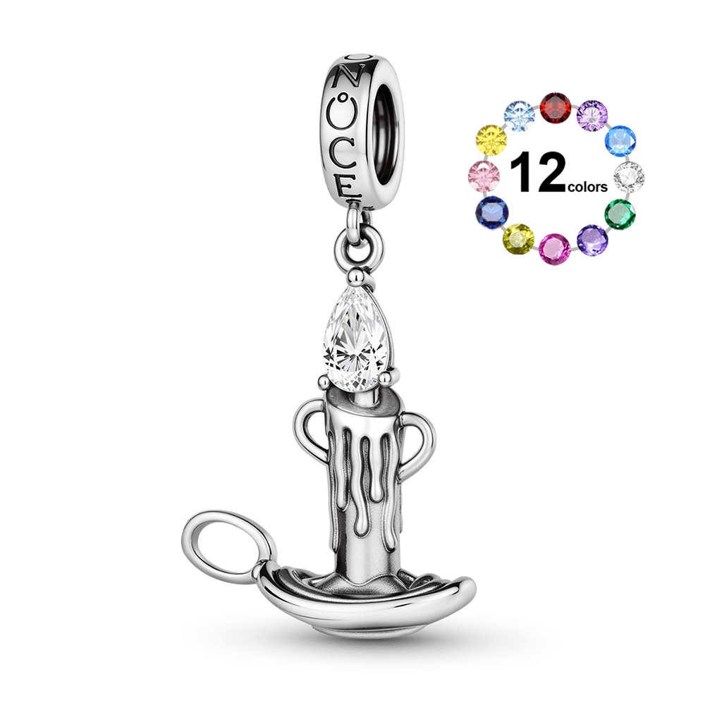 Gnoce Candle Birthstone Charm Platinum-plated Silver Blend_1