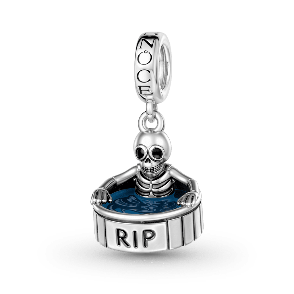 Gnoce Skeleton In A Bath Charm Platinum-plated Silver Blend_1